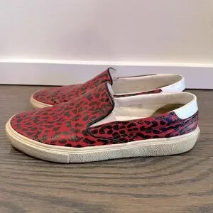 Shoes | Yves Saint Laurent Paris Red Black Slip On Sneakers 
